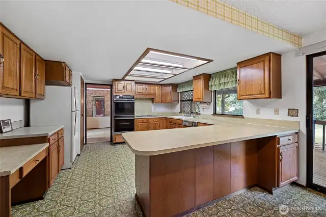 View of the kitchen from the eating nook