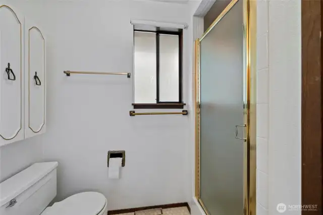 Shower in the primary bathroom