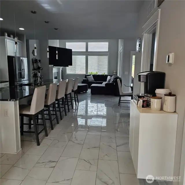 Entrance to the house, and Coffee Bar on the right.