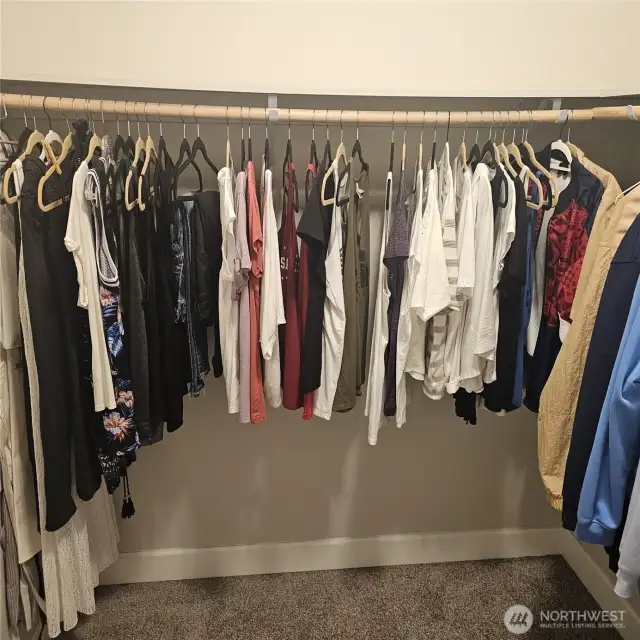 one side of the master closet
