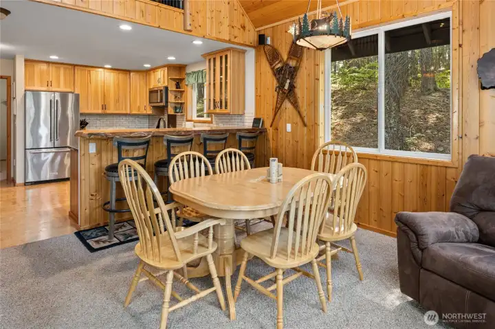 Open concept adjoins kitchen, dining and great room.