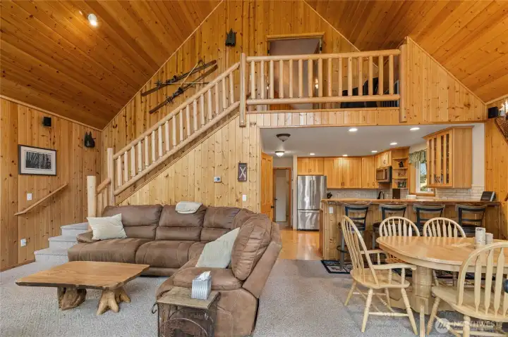 Knotty Pine warms cabin interior throughout!