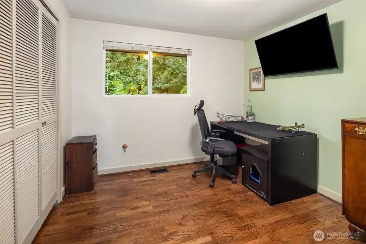 3rd bedroom with Murphy bed in closet can be used as office &