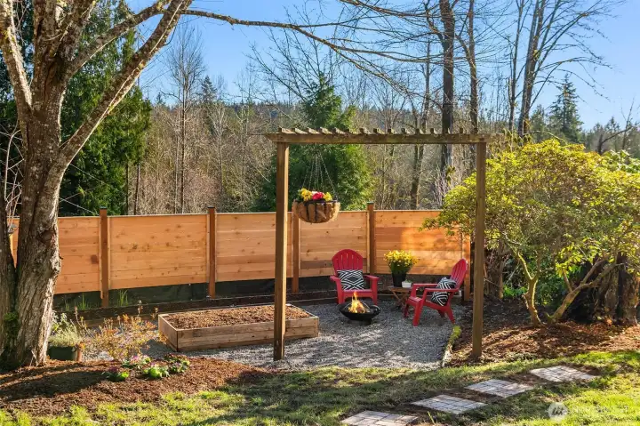 Spring and summer flowers and vegetable garden will thrive in this serene garden sanctuary.