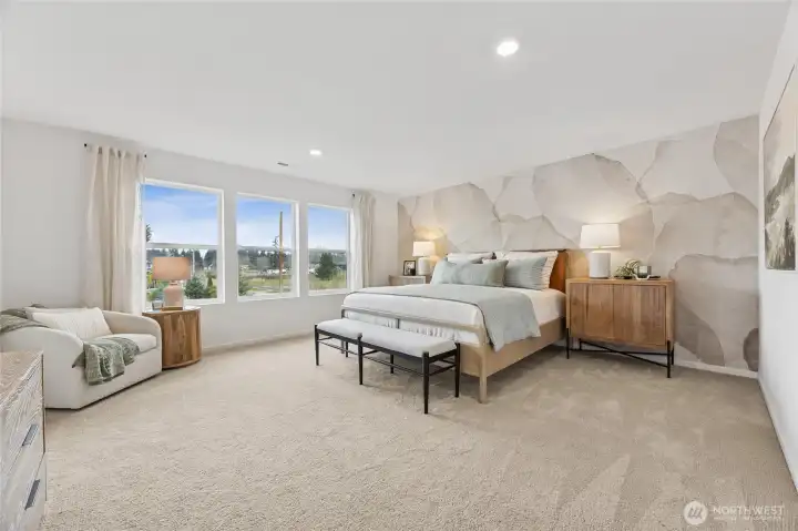 Primary bedroom fit for a king...king sized bed.   Pictures are for representational purposes only, colors and features may vary.   Pictures are for representational purposes only, colors and features may vary.