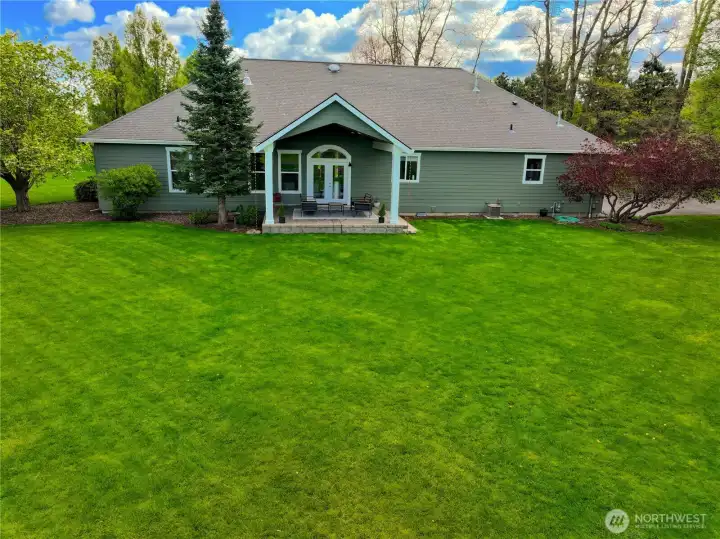 Covered stamped concrete patio