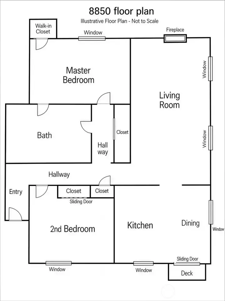 8850 Upper Floor Plan (2 Bed / 1 Bath)