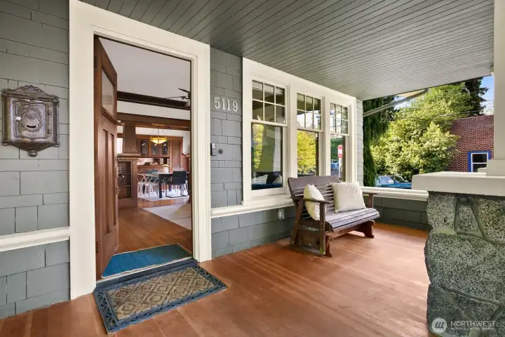 Imagine sipping lemonade on hot summer days on this beautiful covered porch.