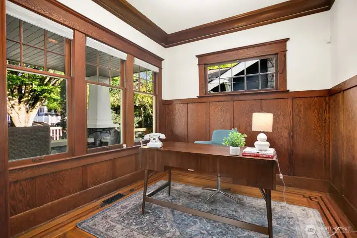 One of the bedrooms set up as an office