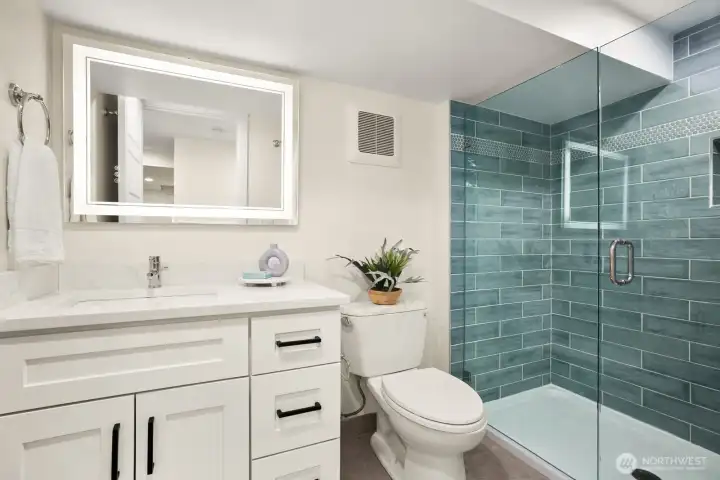 New 3/4 bath- lower level