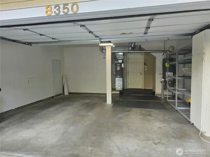 Nice sized 2 car garage plus storage