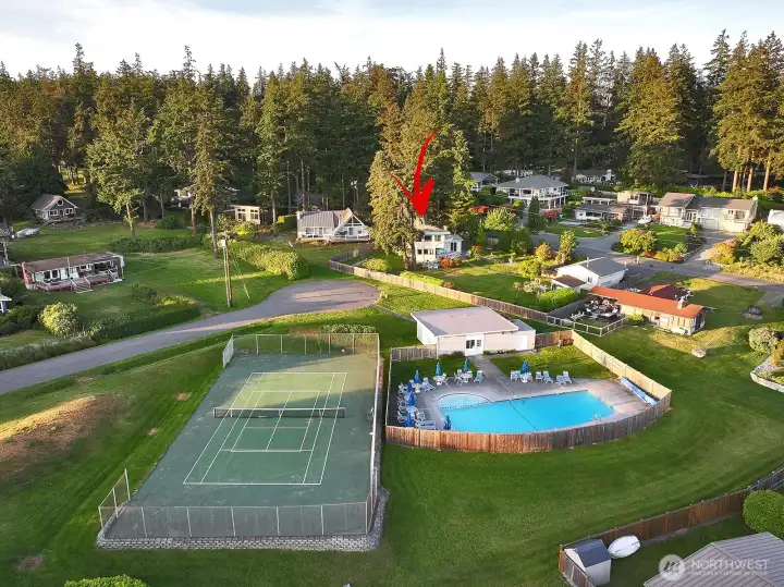 community pool and sports court