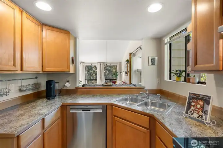 Peer out from the kitchen into your dining and living room.