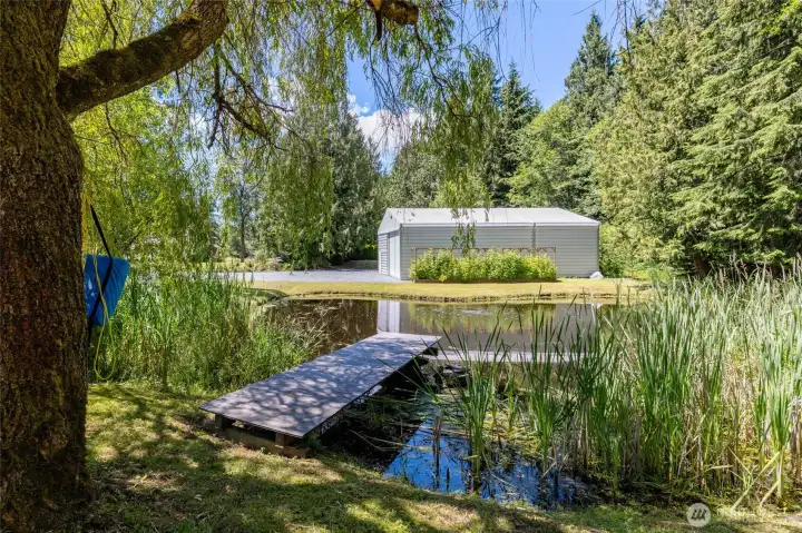 the pond, looking toward the RV Shed