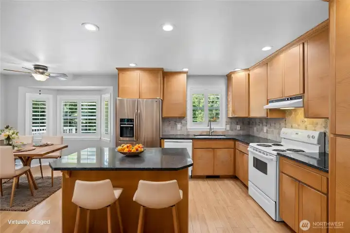 Kitchen with close access to the deck and back yard