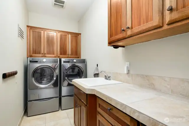 Great laundry room with utility sink.  All appliances stay.