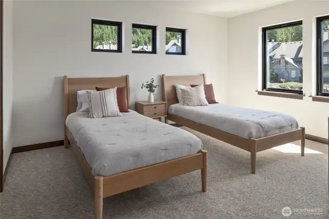 One of two bedrooms on upper level. This photo is of the model home.