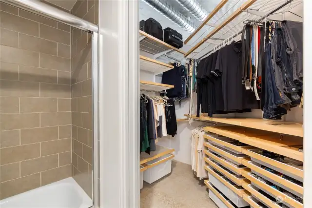 Plenty of space for your style! Super dialed in Elfa storage system.