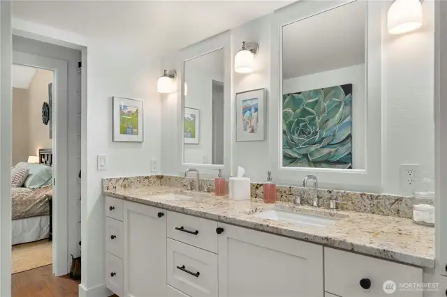 Primary bath with double vanity.
