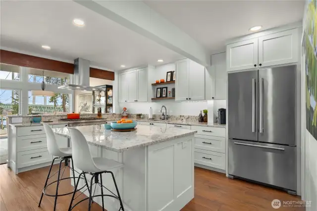 A luxury kitchen with top of the line appliances.