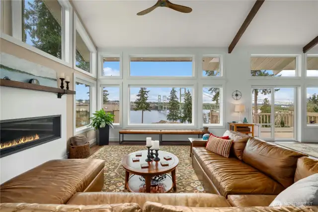 Cozy gas fireplace with a view. You won't want to leave.
