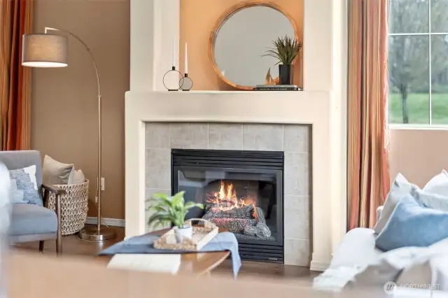 Make your morning Joe and cozy up next to the gas fireplace.