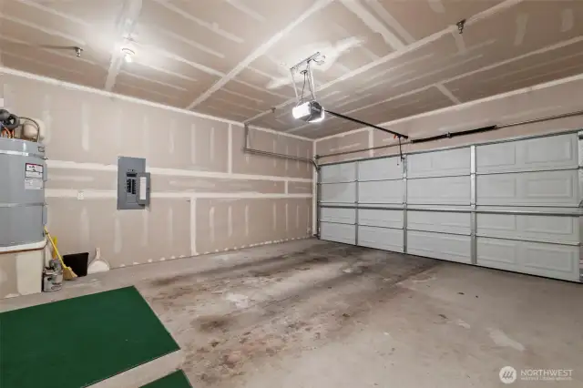 Two car garage, ready for both cars or can be used for a great storage space.