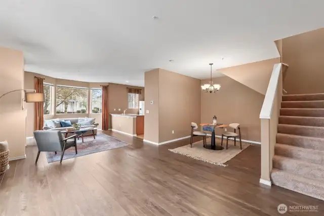 Upon entering open concept living  and tall ceilings await you.