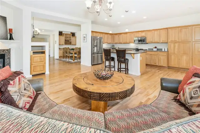 Wood floors make for a warm atmosphere.