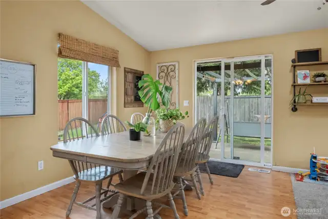 Adjacent to the dining area is a slider door that steps out to the patio extending your entertainment space.