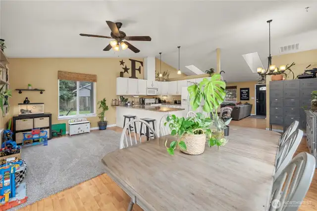 Natural light flows from room to room in this open concept floor plan.