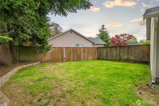Fully fenced yard.