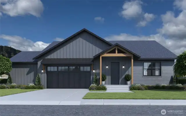 Rendering of 1,948 sf 3 bed 2.25 bath planned house