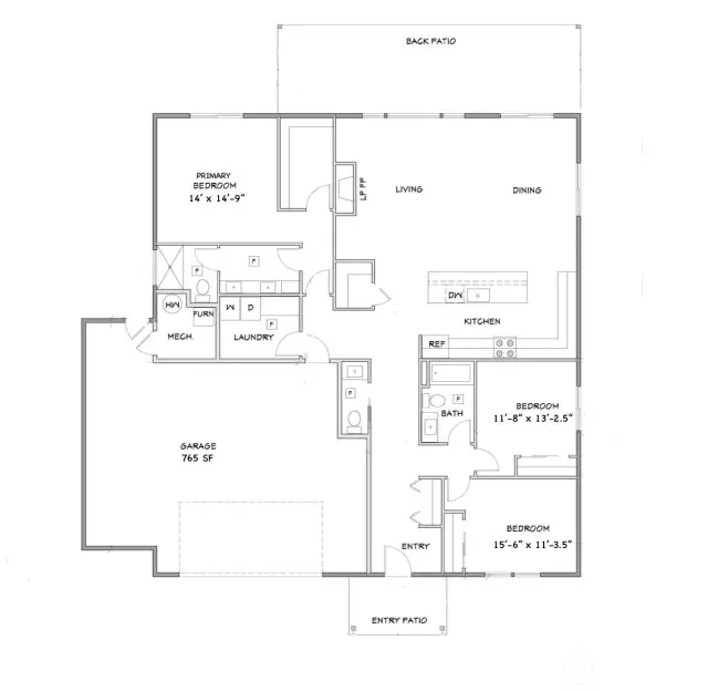 Floor Plan with Large Garage & Open Concept Living