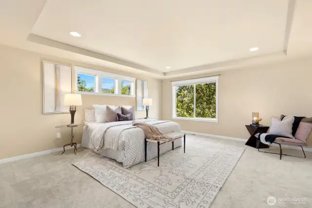 Oversized primary suite sits on upper level. So much space here!
