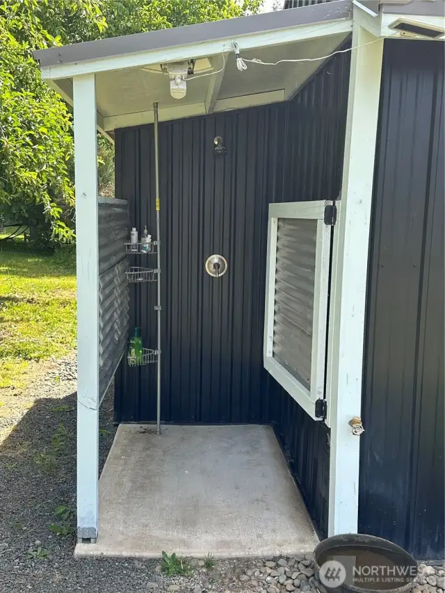 Outdoor heated shower