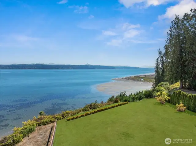 VIEWS of Port Susan looking towards Kayak Point and the Cascade Mountain Range.