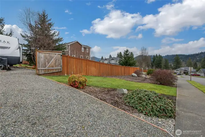 View of side yard Outside of RV Gate
