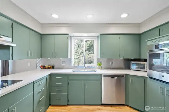 Kitchen with marble counter tops