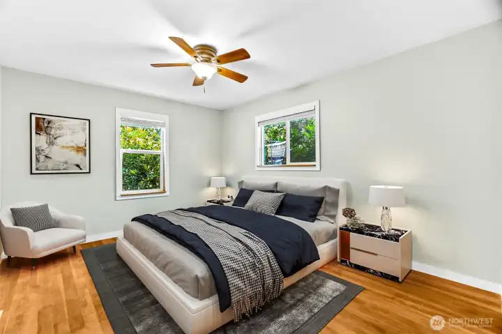One of three bedrooms