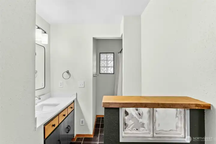 Remodeled bathroom on the main floor