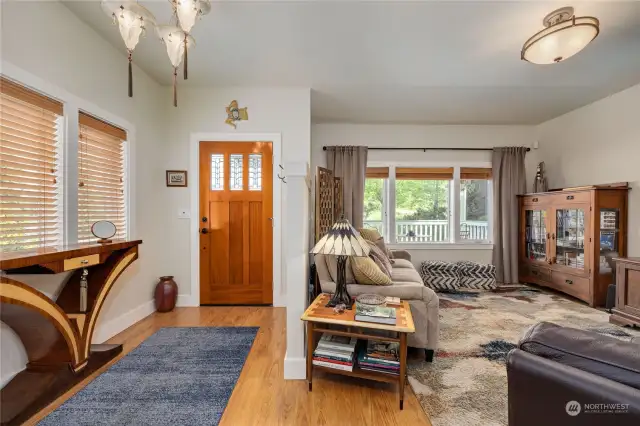 Foyer leads into comfortable living room.