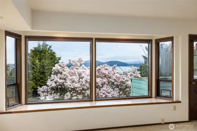 Fun window seat overlooking the view in LR