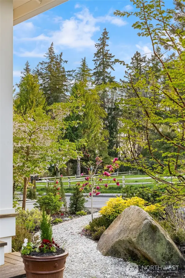 Beautiful gardens you can enjoy from the front porch.