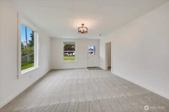 Family room with front entry.