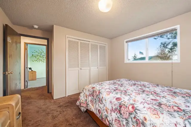 Main House:  Generous size guest bedroom with large closet