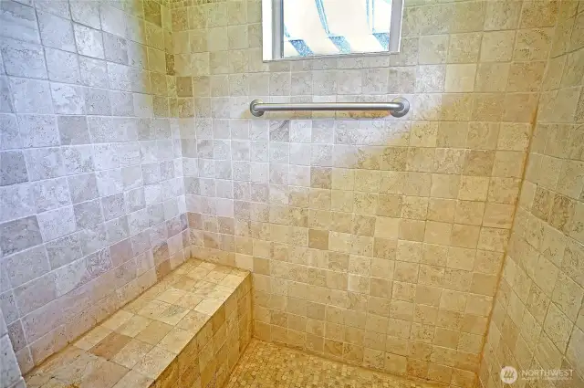 Large Shower in Main Bedroom with a View