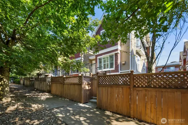 Fencing ensures your privacy on your private, large front patio.