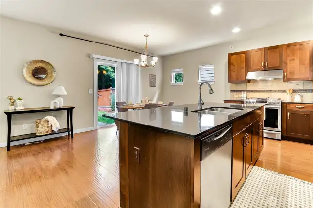 The kitchen and dining area opens onto the family room, creating that sought-after great room concept floorplan.