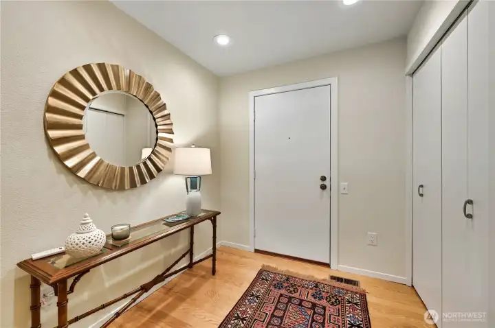 Front entry with large coat closet.
